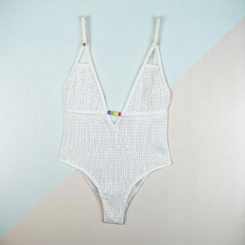 NWT Charlie Holiday Jodie Shirred One Piece Swimwear Swimsuit